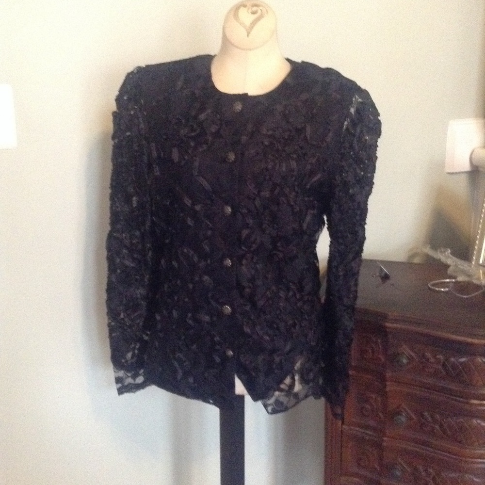 Vintage 80's Lace& Ribbon Evening Jacket
